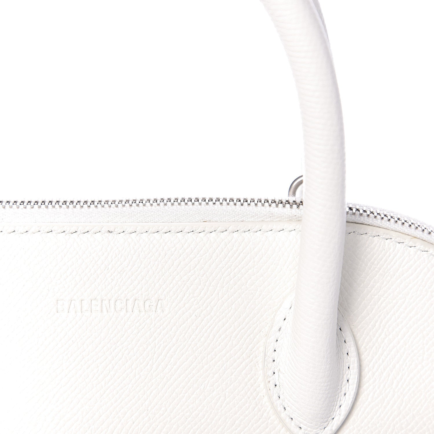 Balenciaga Signature Grained Calfskin Logo S Ville Top Handle Bag White Black 6 of 10