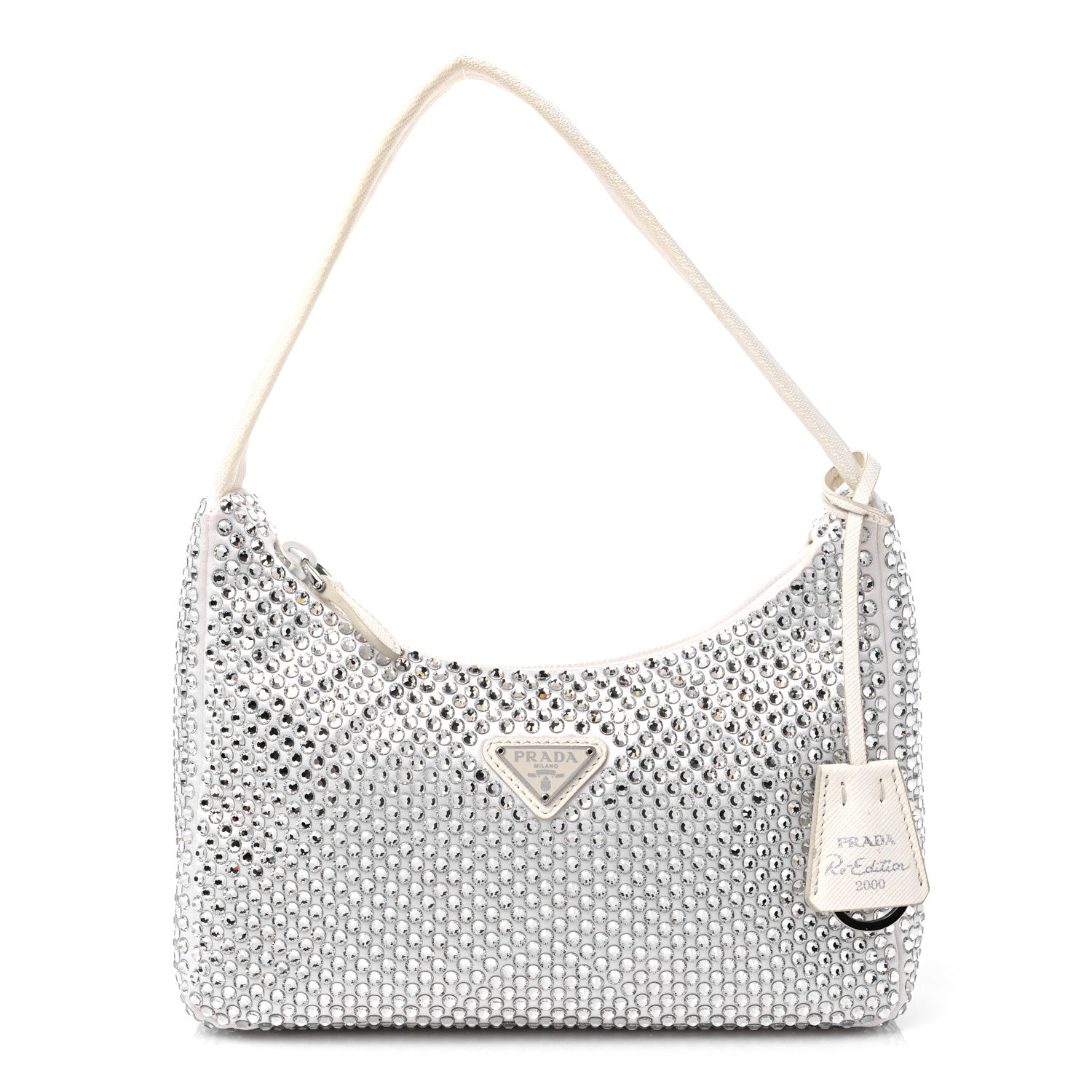 Prada Satin Crystal Mini Re-Edition 2000 Bag White 1 of 10