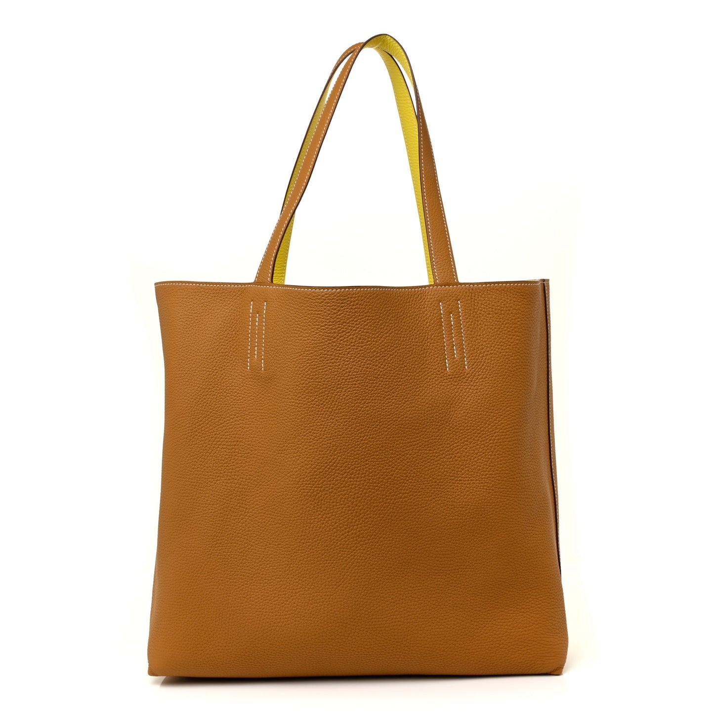 Taurillon Clemence Double Sens 45 Reversible Tote Sesame Lime