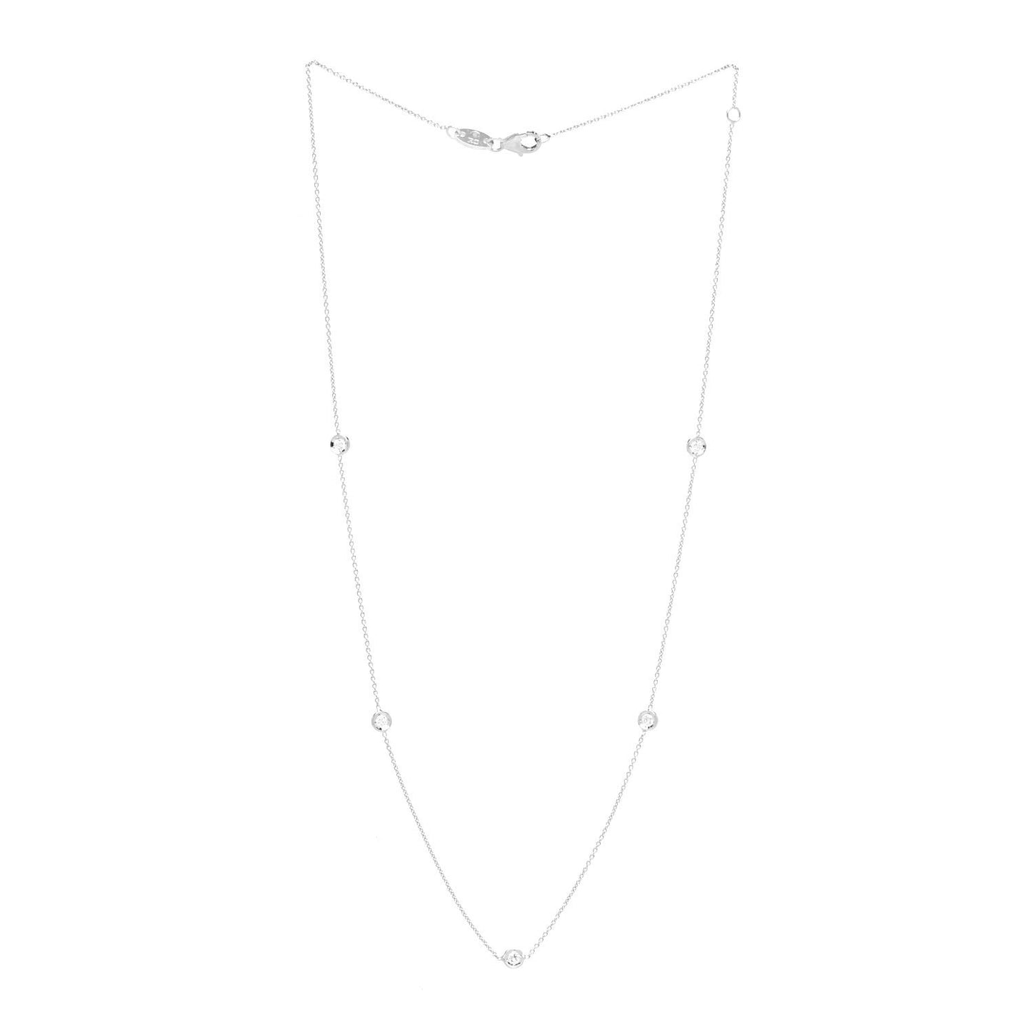 18K White Gold Diamond .25ctw Diamonds By The Inch Five Station Necklace