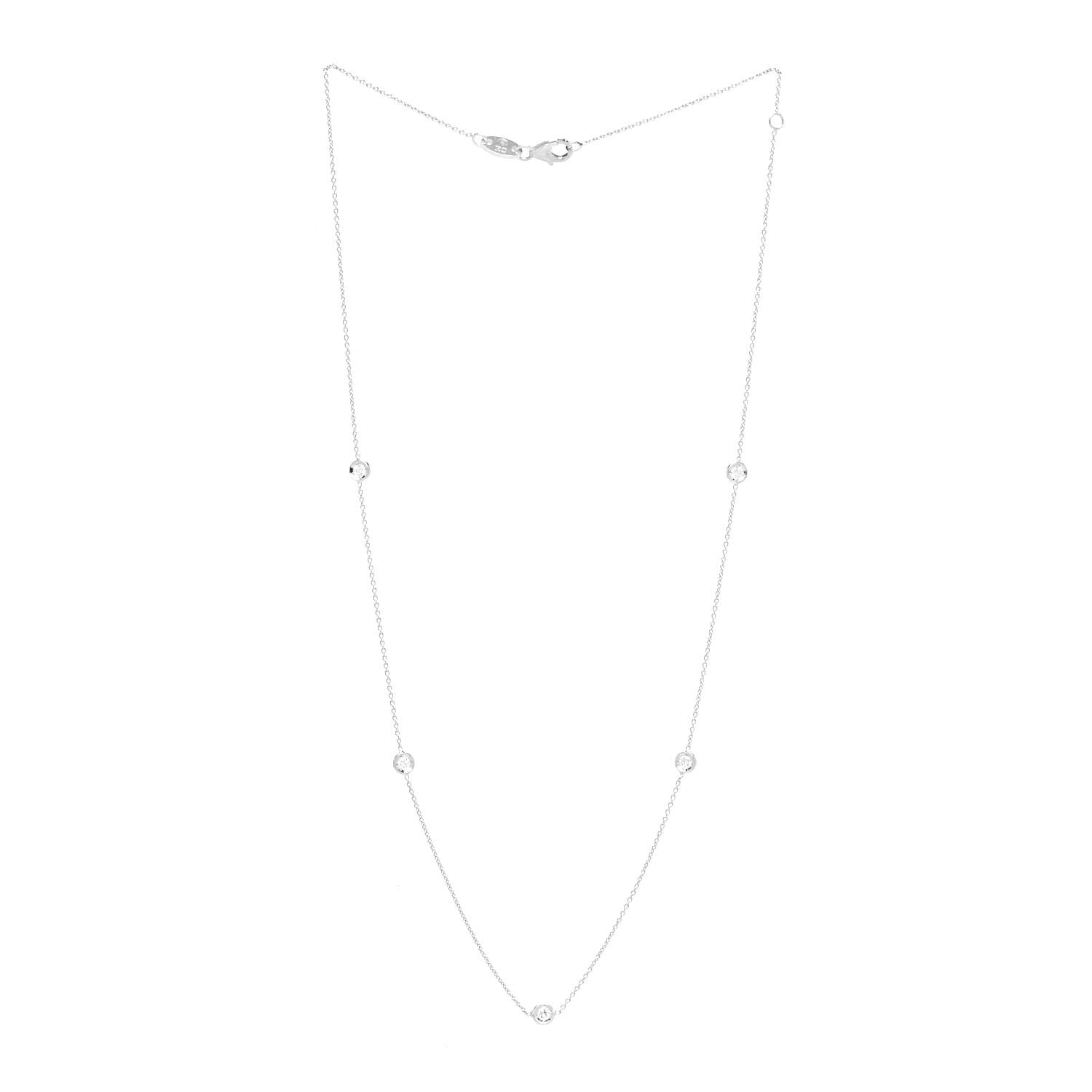 Roberto Coin 18K White Gold Diamond .25ctw Diamonds By The Inch Five Station Necklace 3 of 6