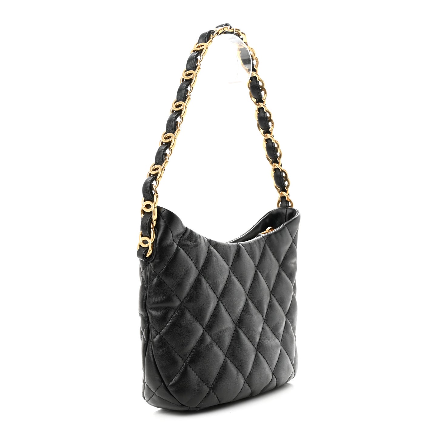 Lambskin Quilted Hobo Black