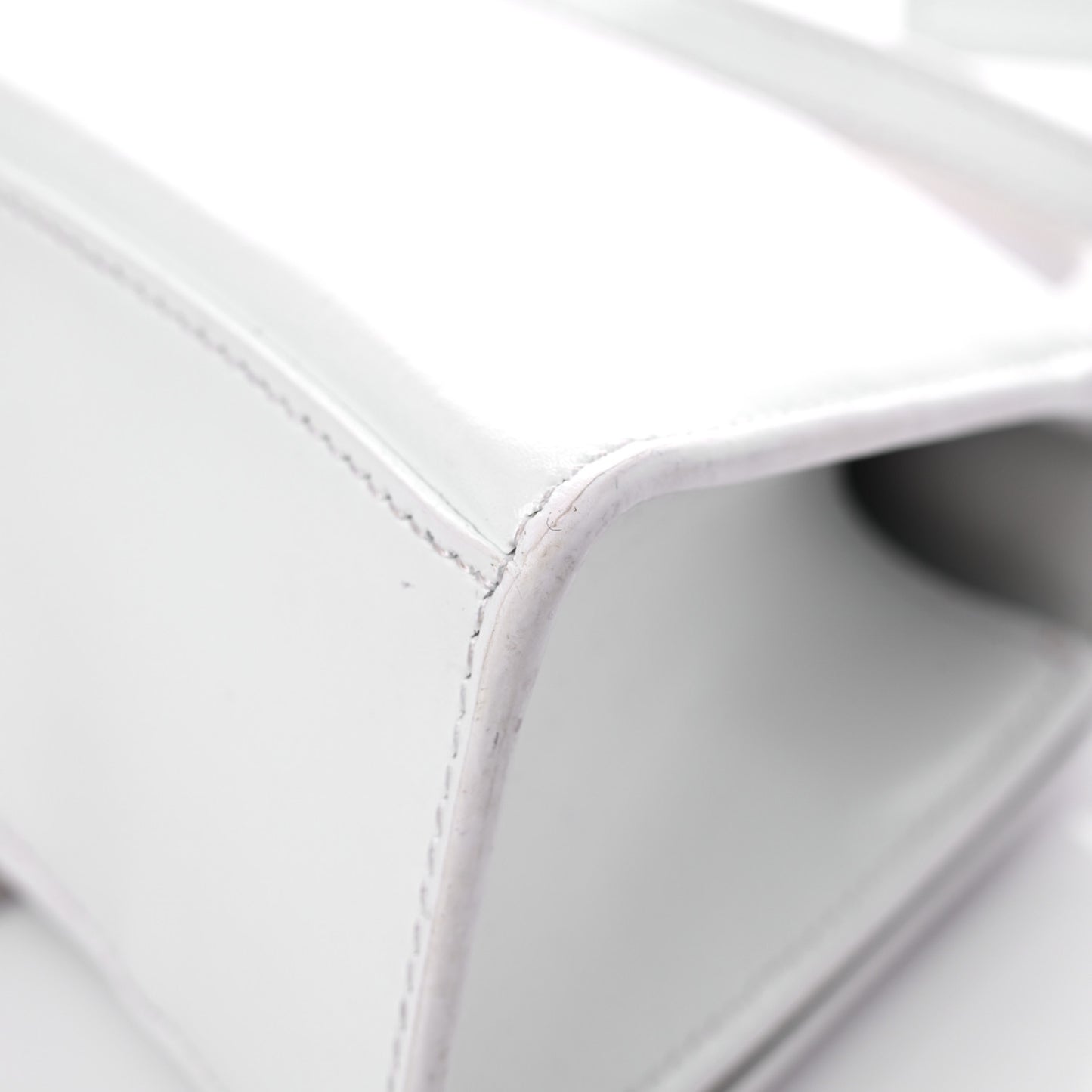 Box Calfskin Graffiti Logo Hourglass Top Handle Bag XS White Light Silver