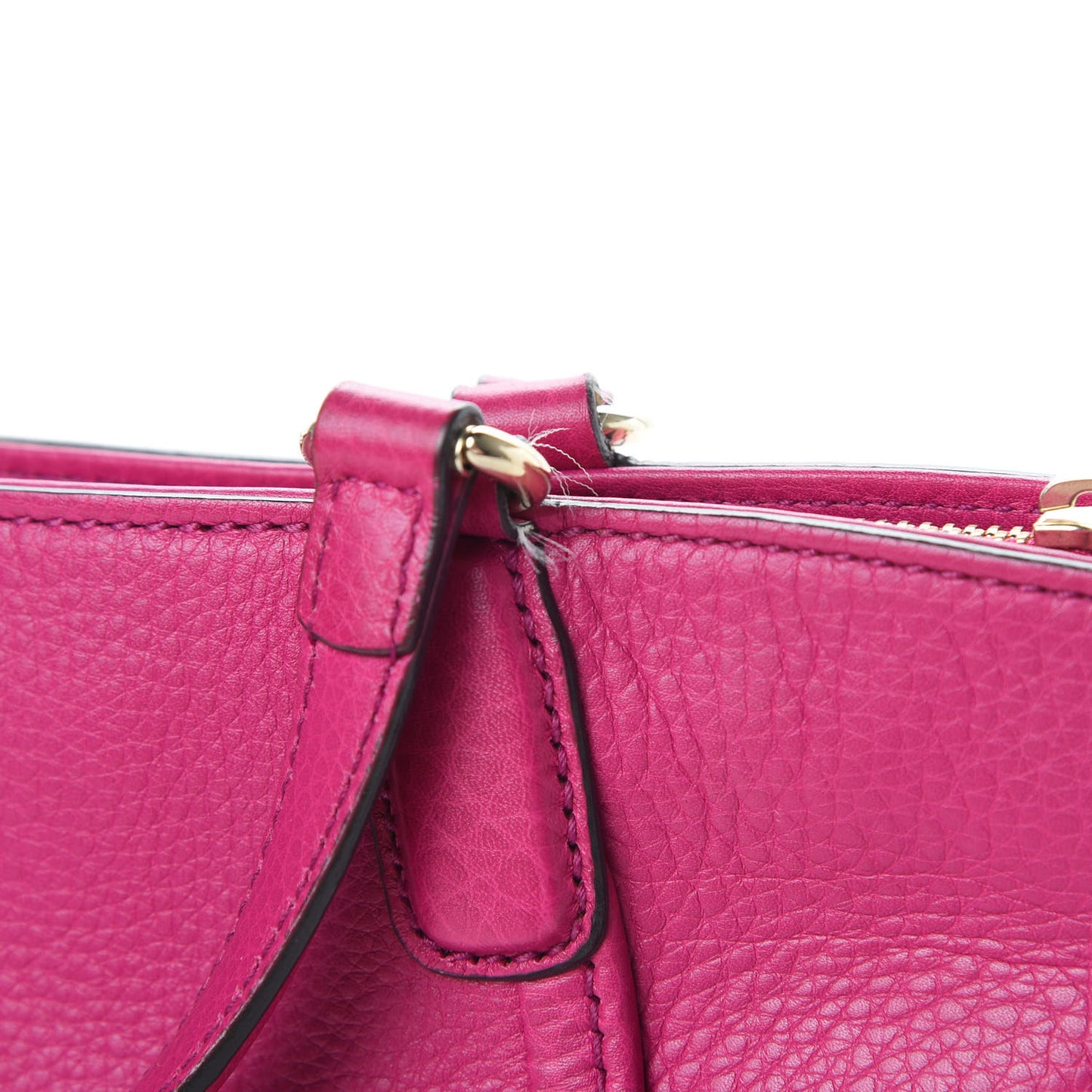 Pebbled Calfskin Small Soho Top Handle Bag Bright Bougainvillea