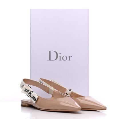 Christian Dior Patent Ribbon J'Adior Slingback Ballet Flats 35.5 Nude 11 of 11