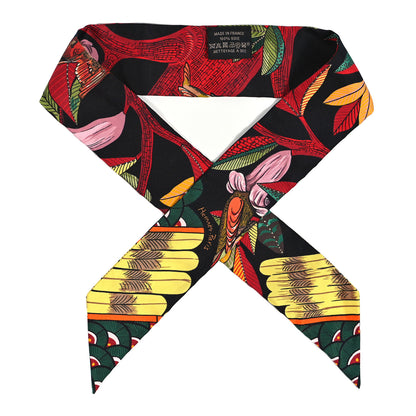 Hermes Silk Tree Of Song Twilly Black Rouge Vert 1 of 4
