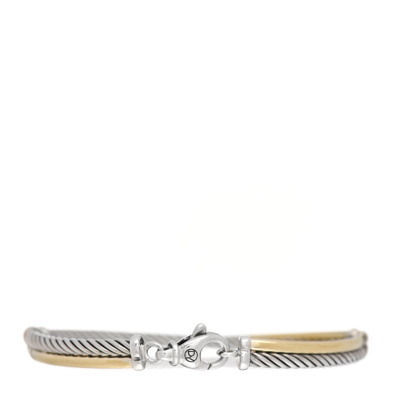 David Yurman Sterling Silver 18K Yellow Gold 3mm Crossover Bracelet 3 of 4
