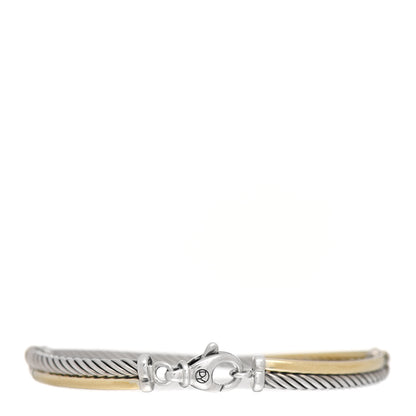 David Yurman Sterling Silver 18K Yellow Gold 3mm Crossover Bracelet 3 of 4
