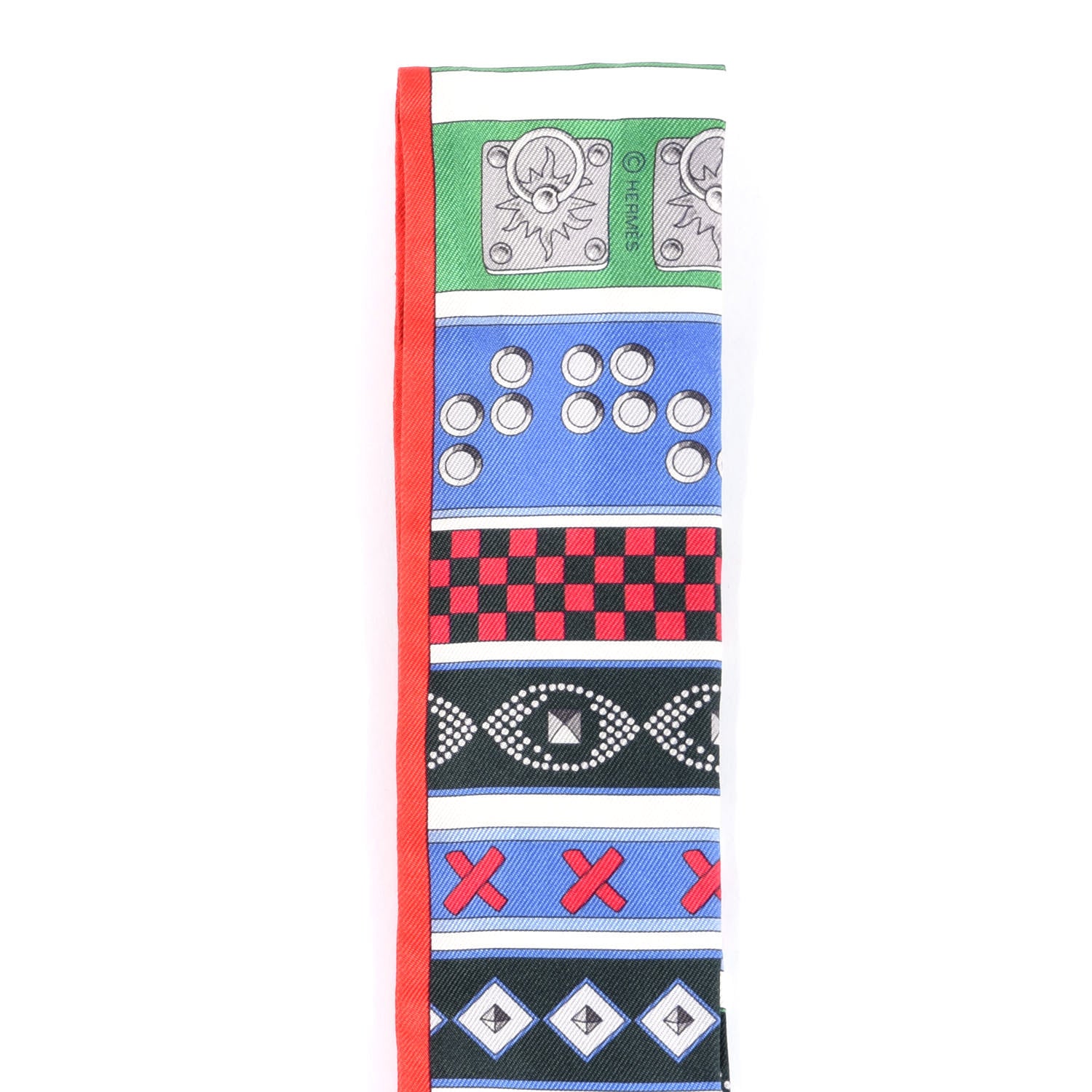Hermes Silk Colliers de Chiens Twilly Rouge Vif Bleu Vert 3 of 4