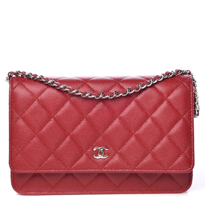 Chanel Caviar Quilted Wallet on Chain WOC Red 1 of 11
