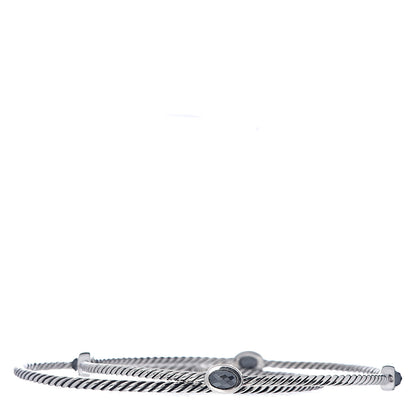 David Yurman Sterling Silver Hematine Color Classics Cable Bangle Bracelet Set of 2 3 of 6