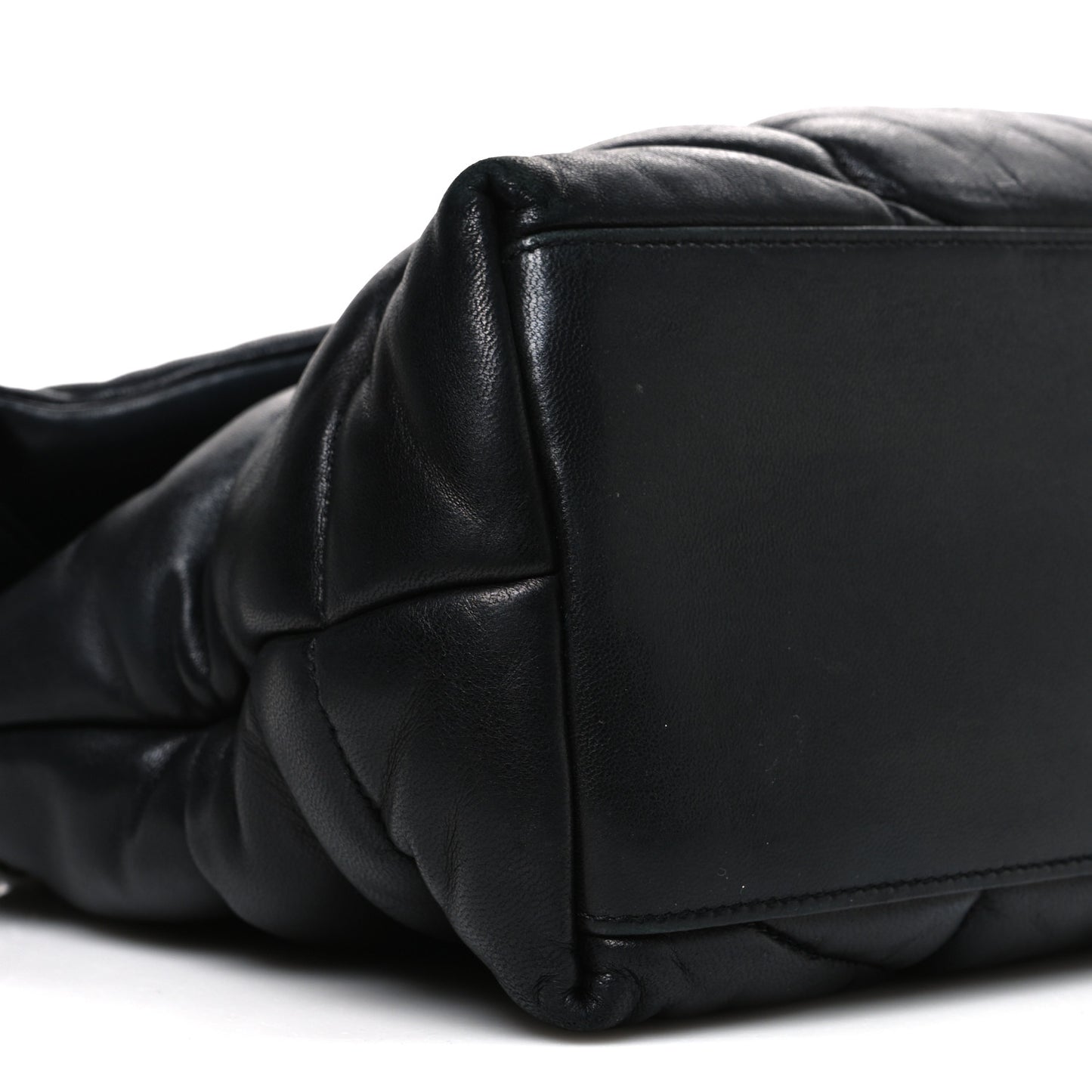Lambskin Quilted Medium Loulou Puffer Monogram Chain Satchel Black