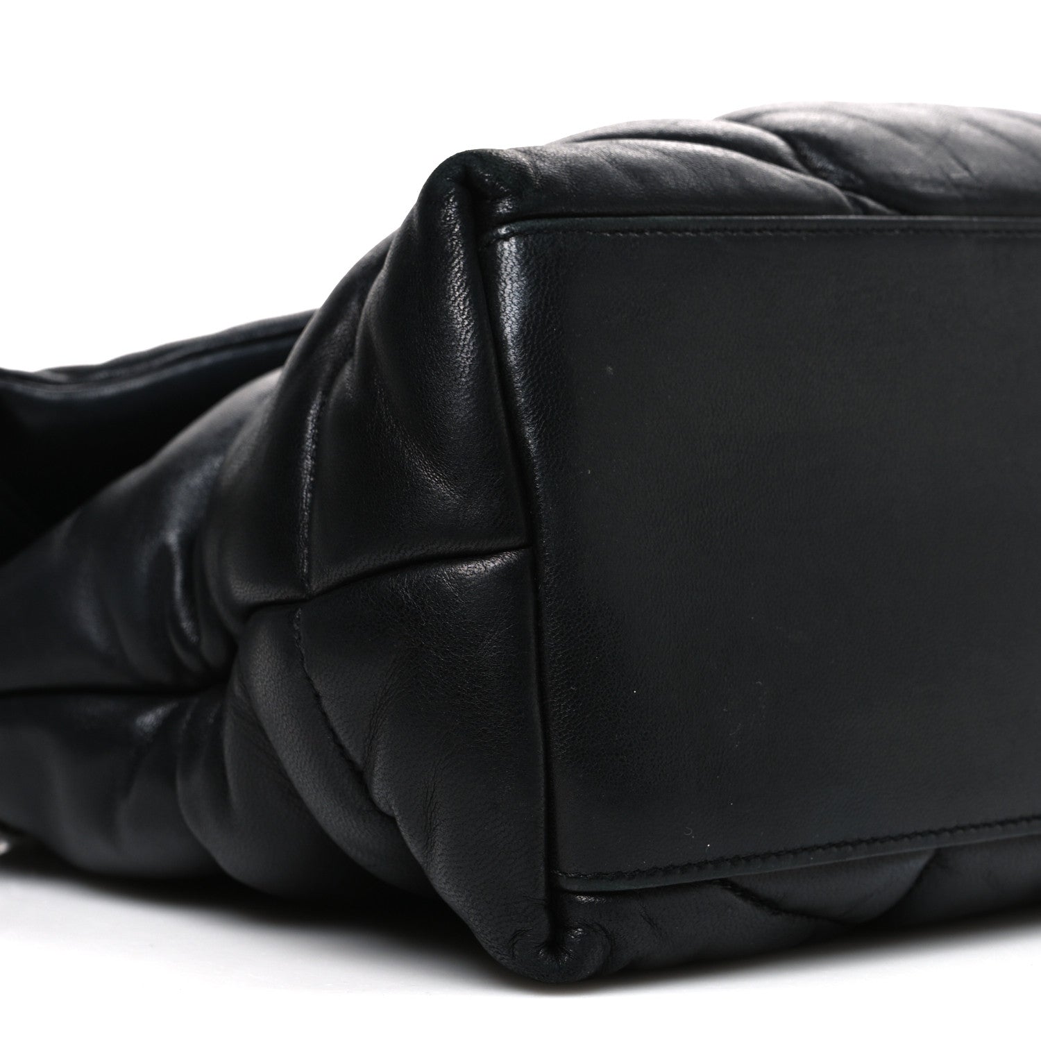 Saint Laurent Lambskin Quilted Medium Loulou Puffer Monogram Chain Satchel Black 9 of 10