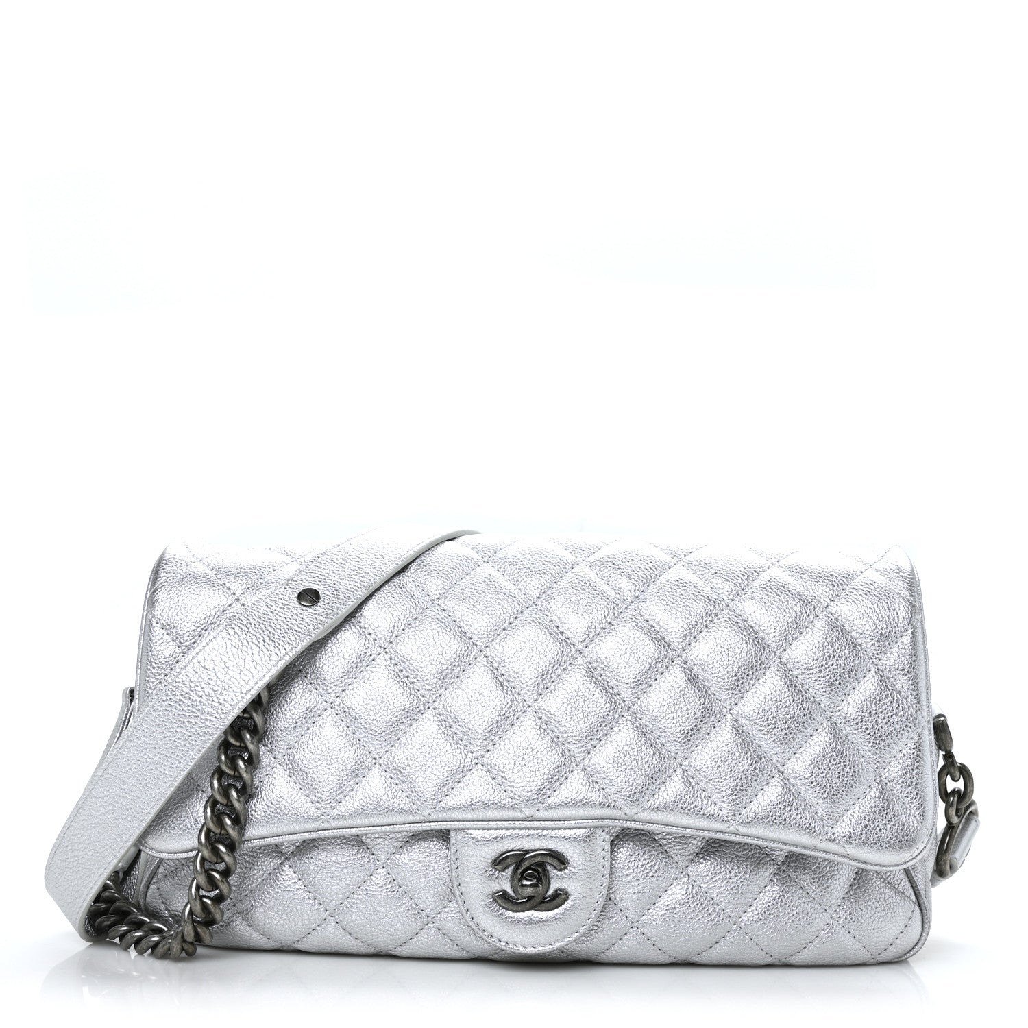 Chanel Metallic Calfskin Quilted Medium Casual Rock Flap Silver 1 of 9
