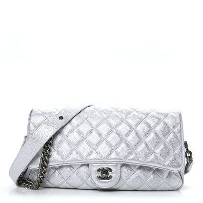 Chanel Metallic Calfskin Quilted Medium Casual Rock Flap Silver 1 of 9