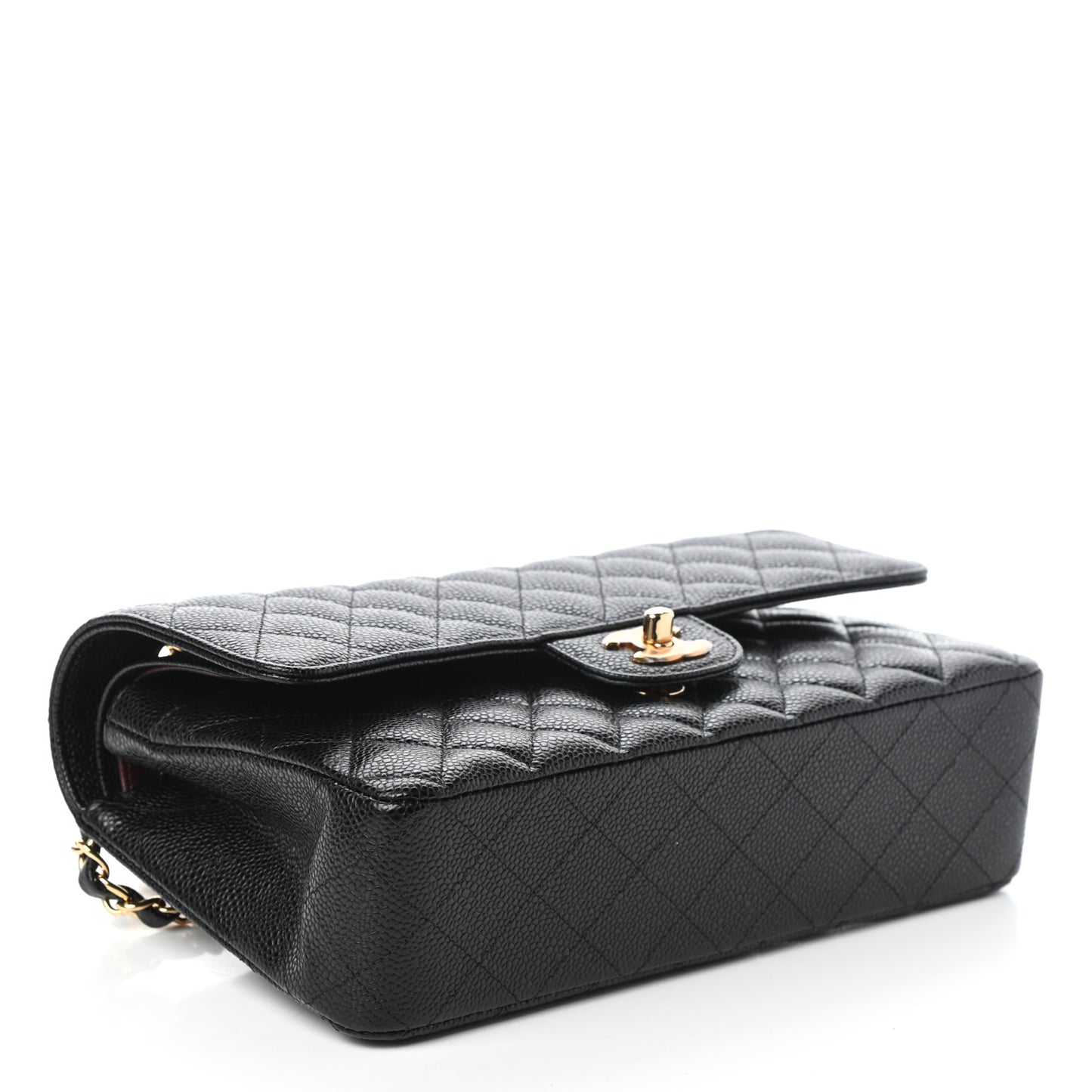 Caviar Quilted Medium Double Flap Black