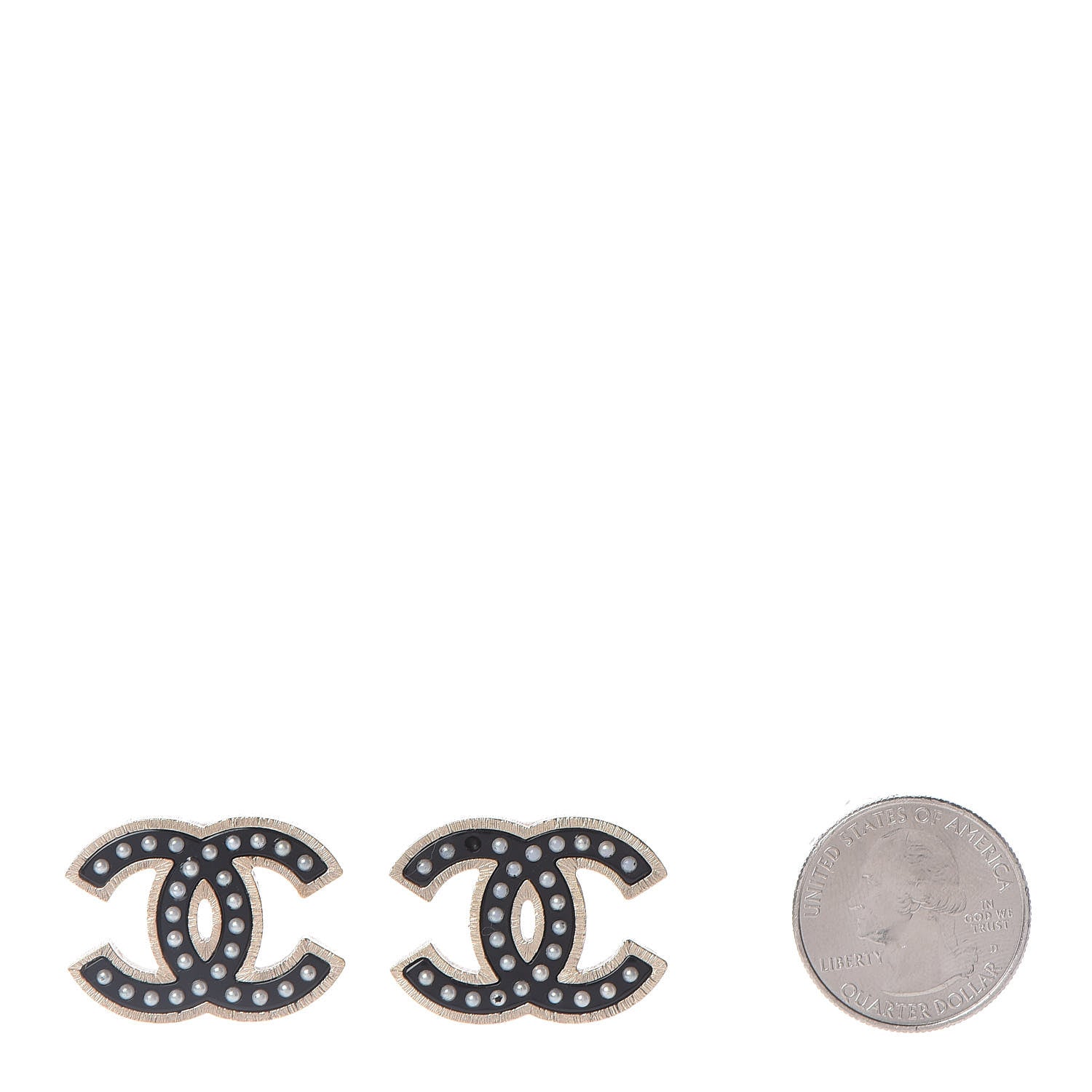 Chanel Resin Pearl CC Earrings Black Gold 2 of 5