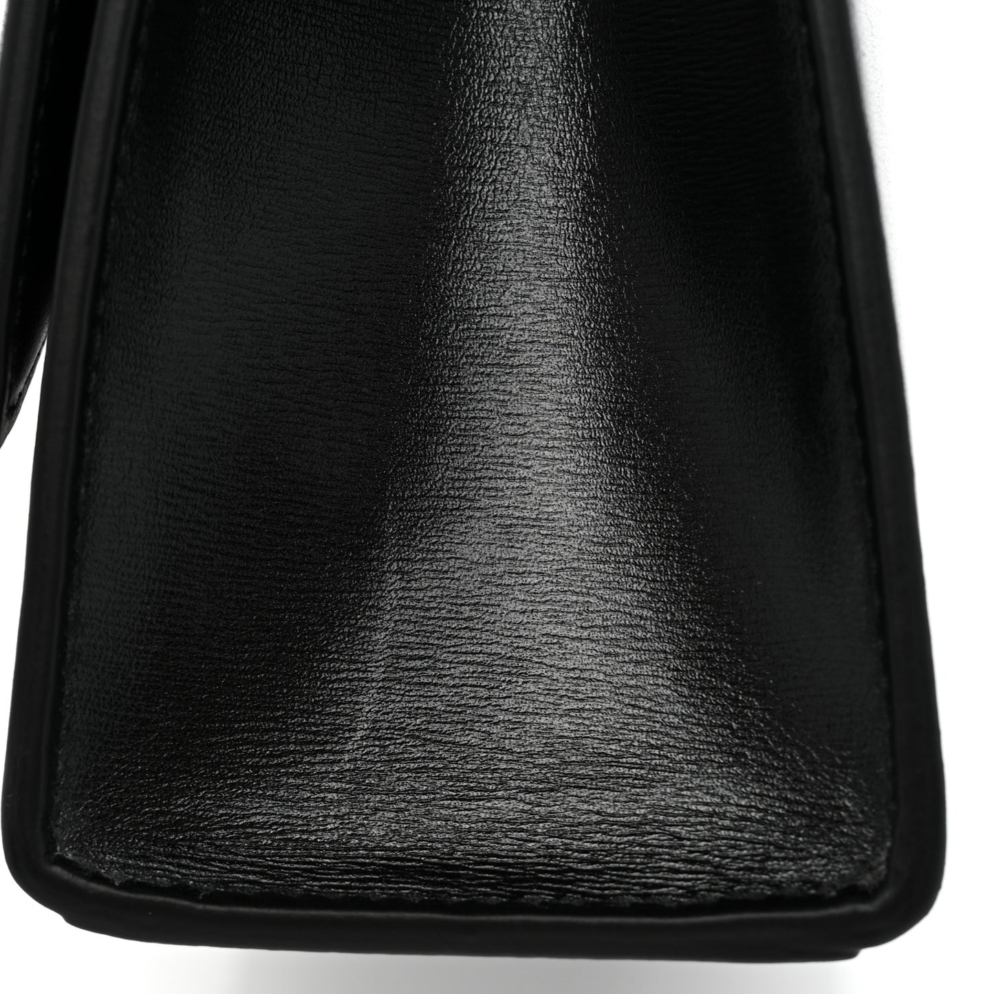 Shiny Box Calfskin Strass Hourglass Top Handle Bag XS Black
