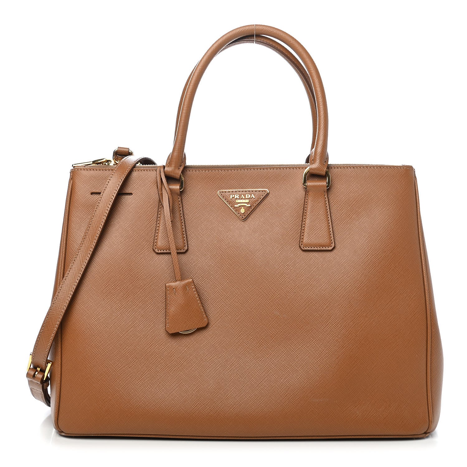 Prada Saffiano Medium Galleria Double Zip Tote Caramel 1 of 8