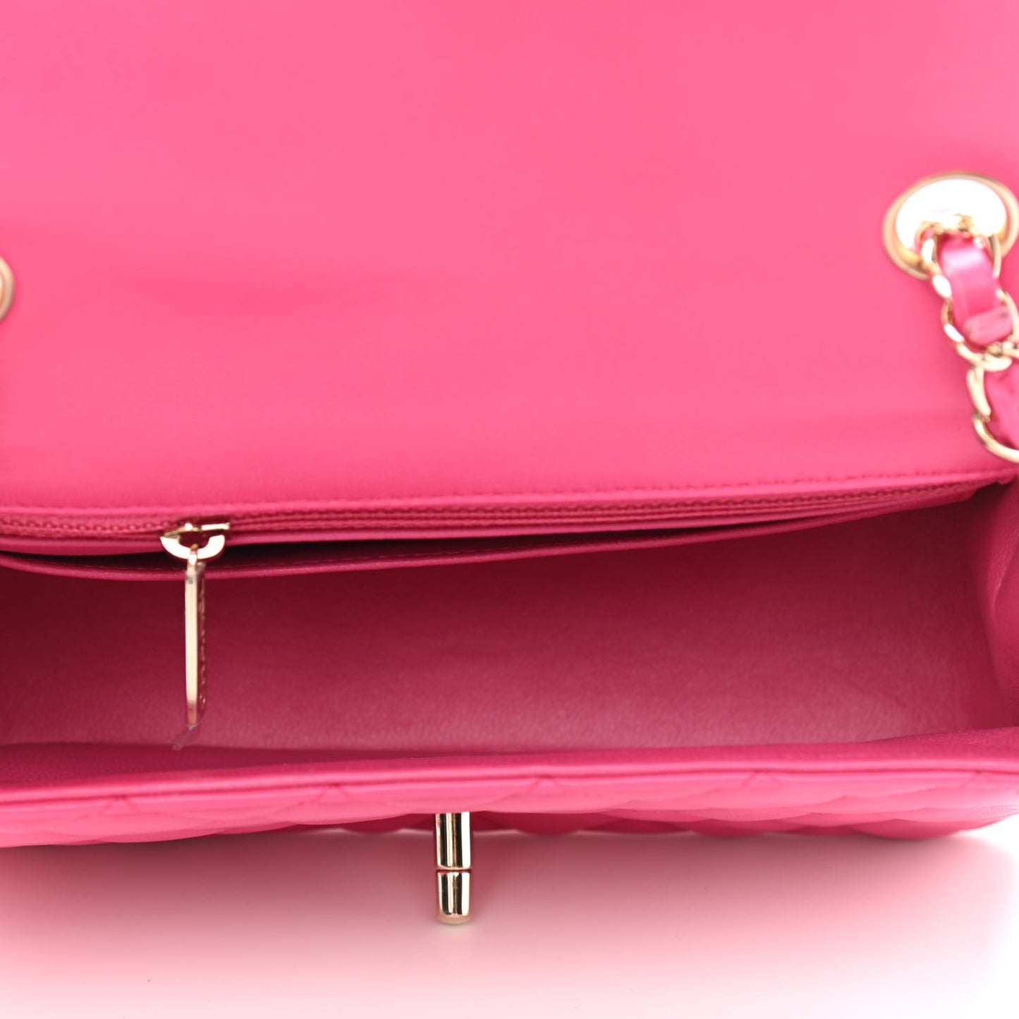 Lambskin Quilted Mini Rectangular Flap Fuchsia