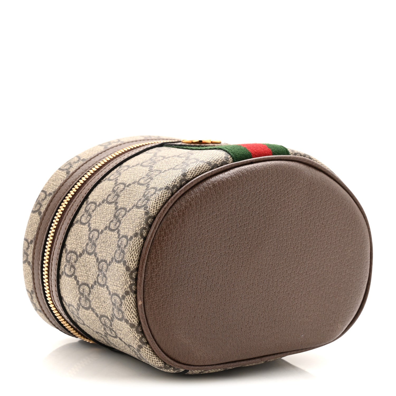 Gucci GG Supreme Monogram Textured Calfskin Web Ophidia Vanity Cosmetic Case Beige Ebony New Acero 4 of 9