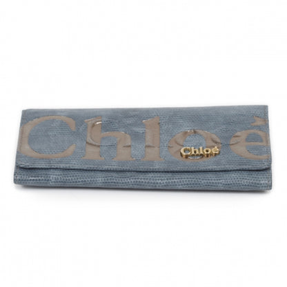 Chloe Lizard Embossed Eclipse Continental Flap Wallet Blue 4 of 10