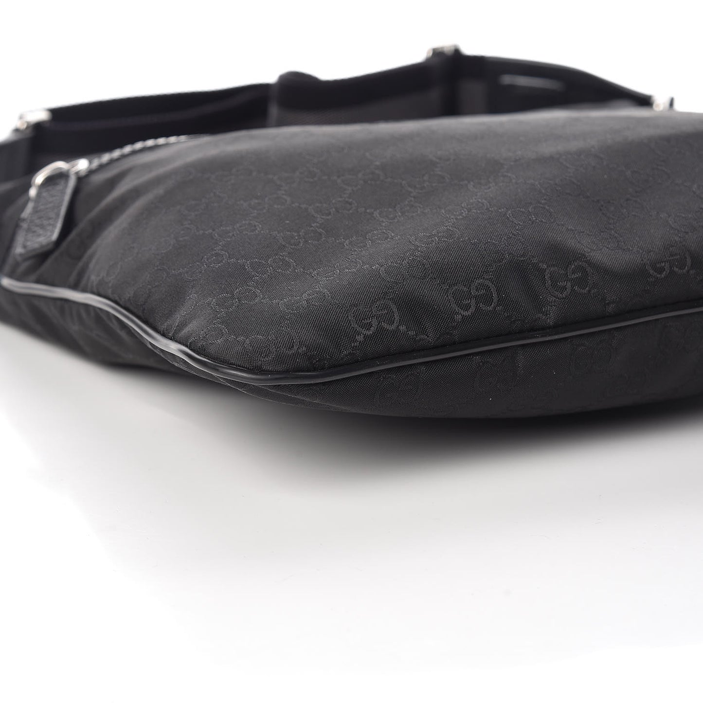 Nylon Monogram Medium Flat Messenger Bag Black