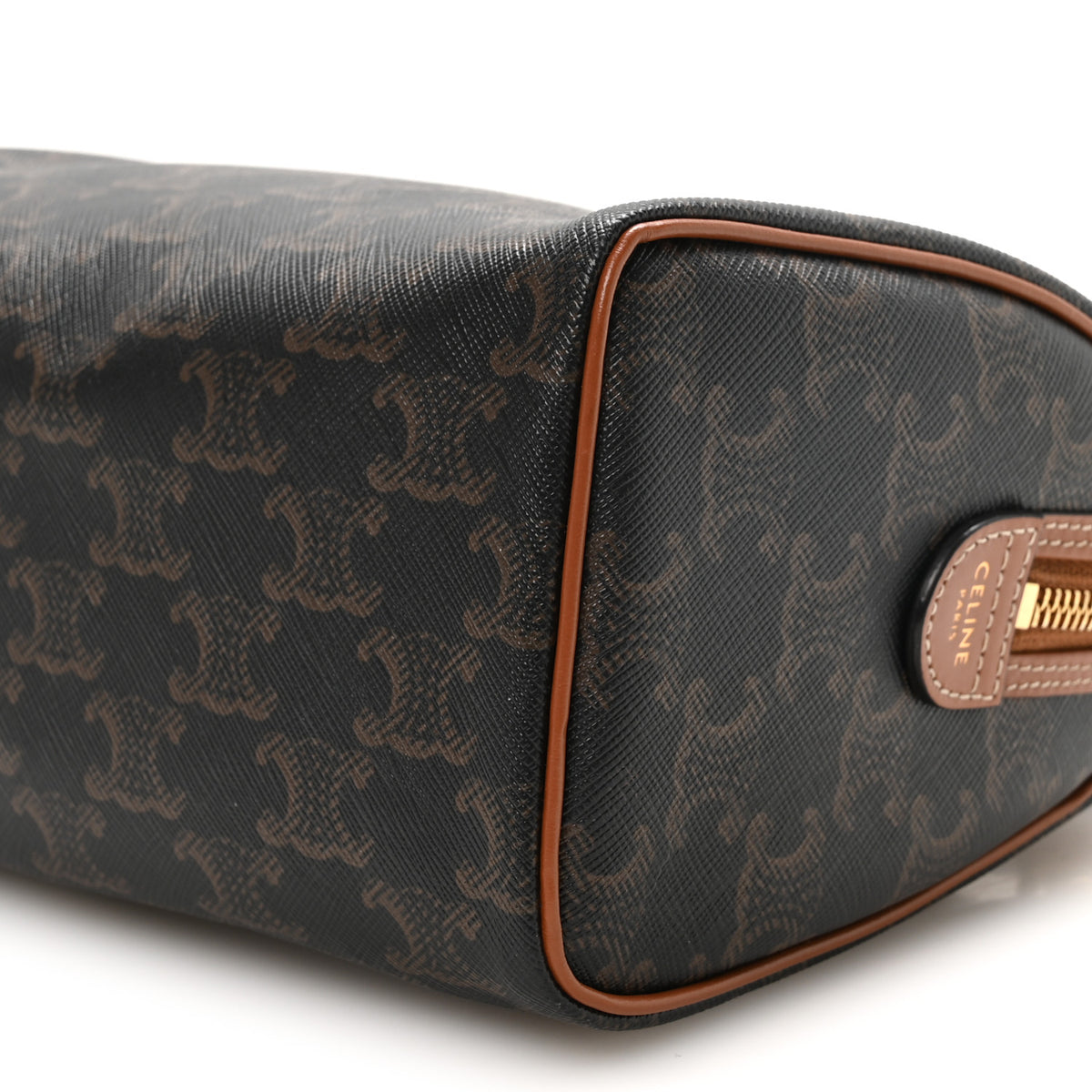 Triomphe Canvas Calfskin Small Boston Bag Tan