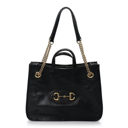 Gucci New Sakai Calfskin Lux Medium Horsebit 1955 Tote Bag Black 1 of 10
