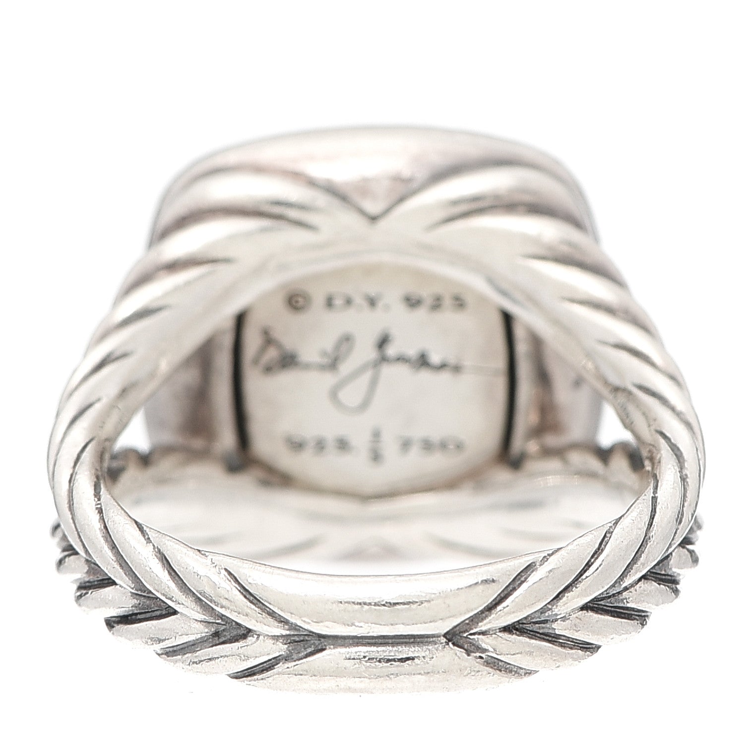 David Yurman Sterling Silver 18K Yellow Gold Diamond 14mm Albion Ring 52 6 3 of 4