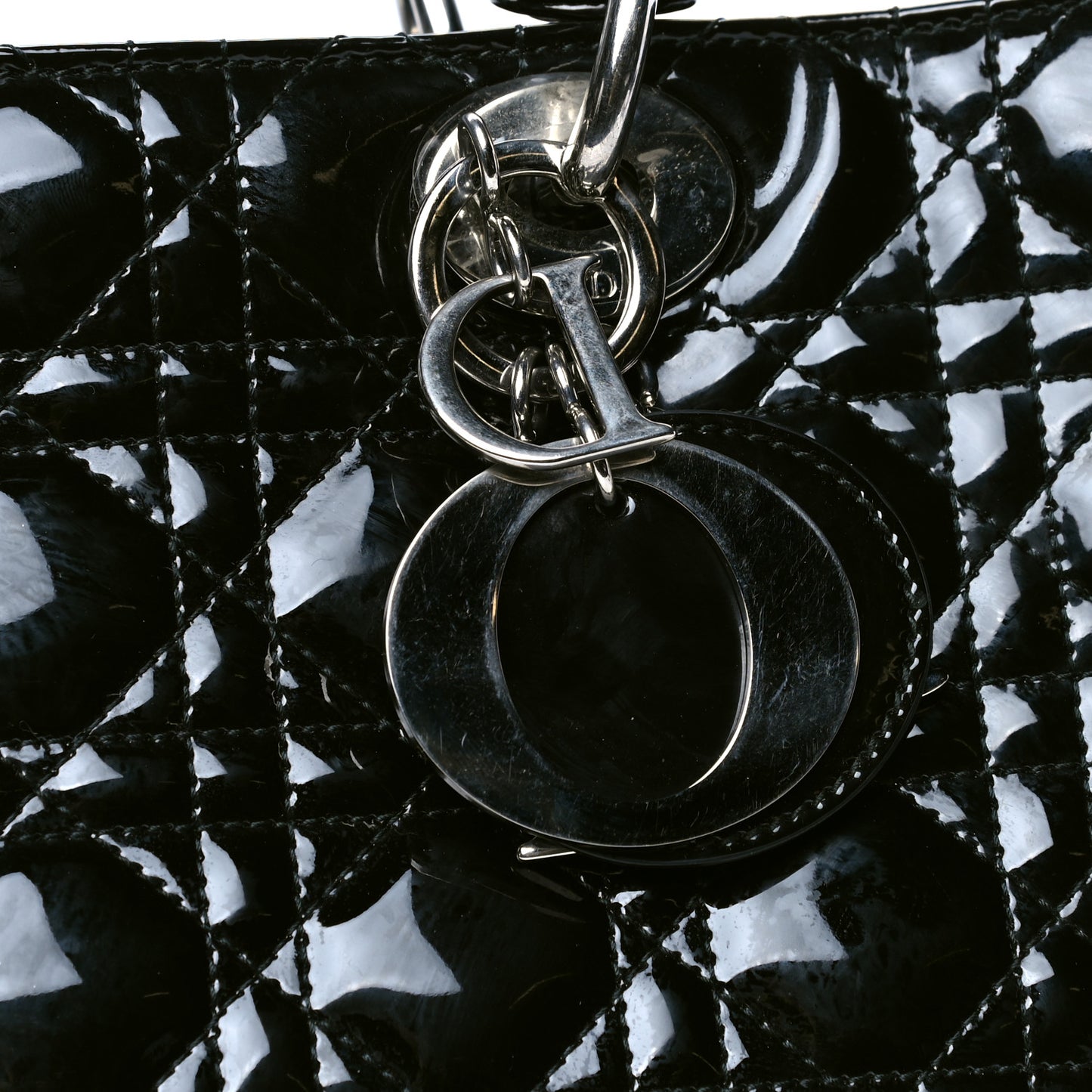 Patent Cannage Large Lady Dior Black