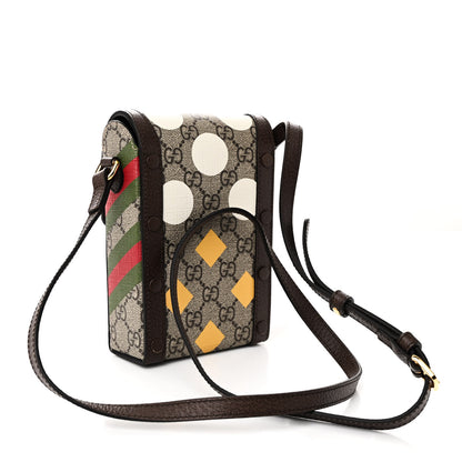 Gucci GG Supreme Monogram Textured Dollar Calfskin Geometric Print Mini Horsebit 1955 Crossbody Bag Beige Multicolor New Acero 3 of 10
