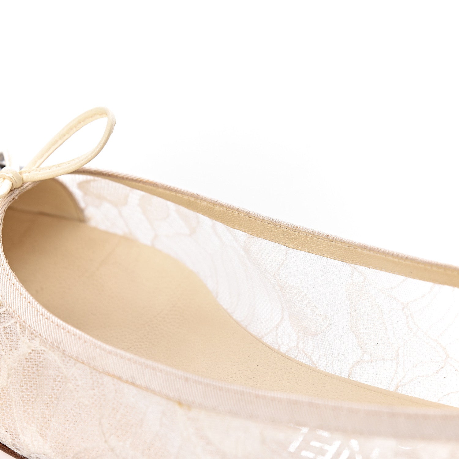 Chanel Lace Patent Calfskin Cap Toe CC Ballerina Flats 36.5 Off White Black 15 of 18