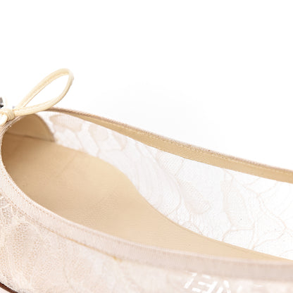 Chanel Lace Patent Calfskin Cap Toe CC Ballerina Flats 36.5 Off White Black 15 of 18