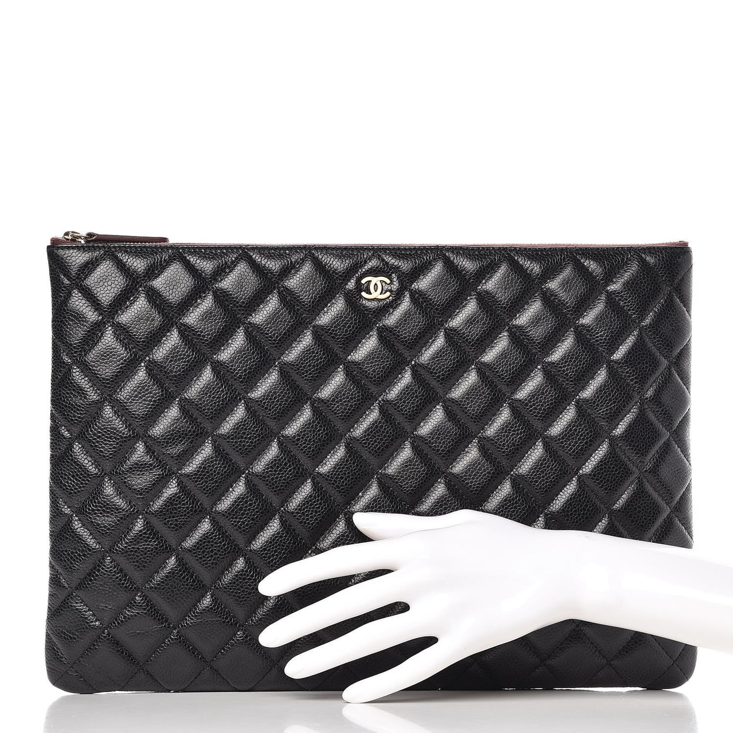 Caviar Quilted Large Cosmetic Case Black
