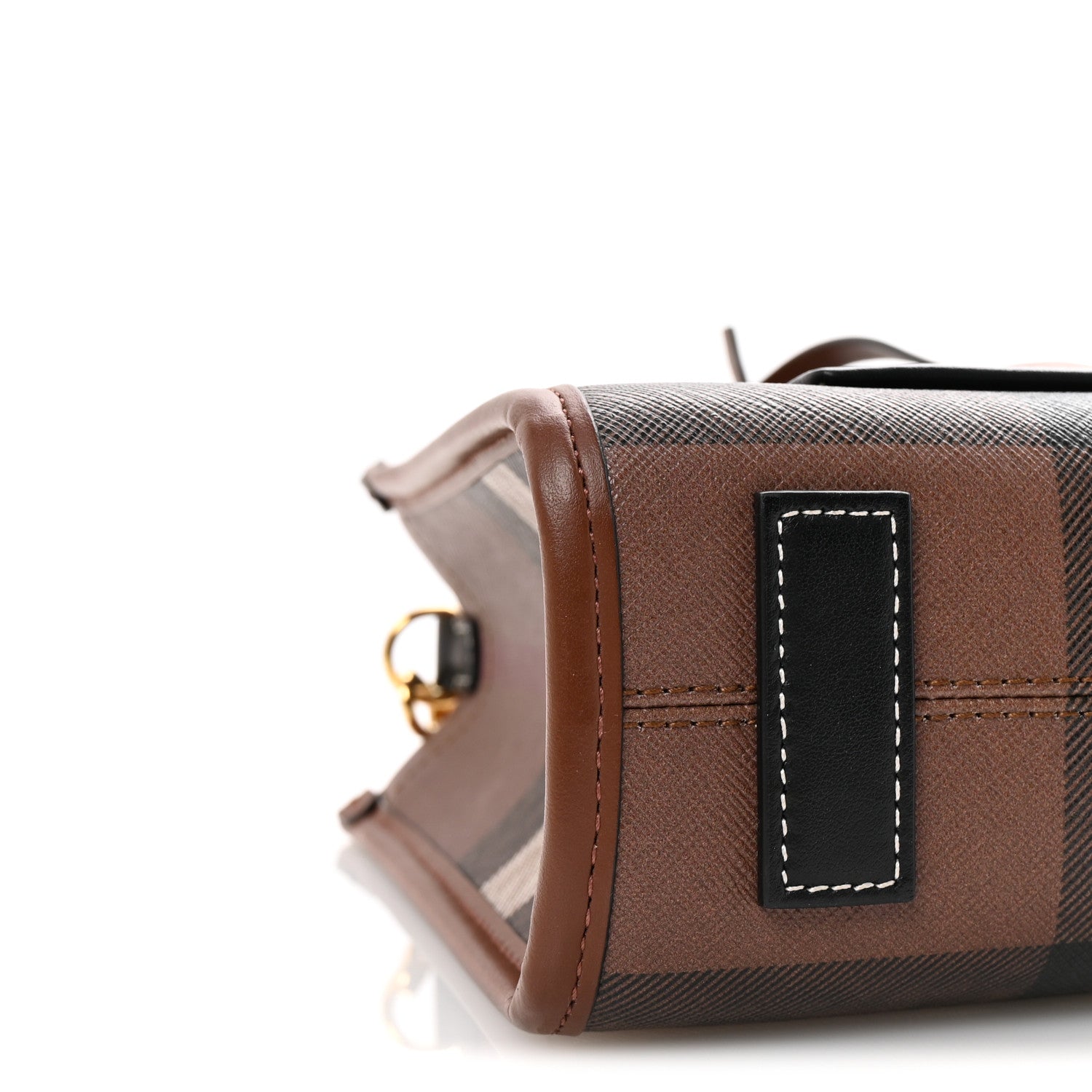 Burberry E-Canvas Check Calfskin Mini Freya Tote Dark Birch Brown 8 of 9
