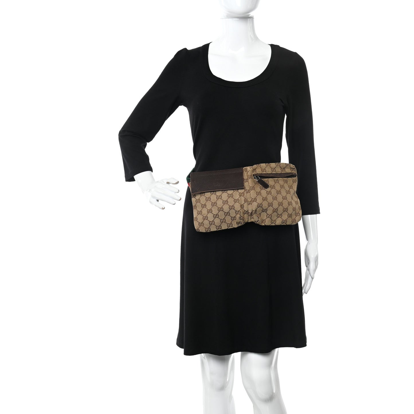 Monogram Web Belt Bag Dark Brown