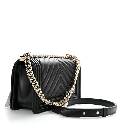 Chanel Lambskin Chevron Quilted Medium Boy Flap Black 2 of 11