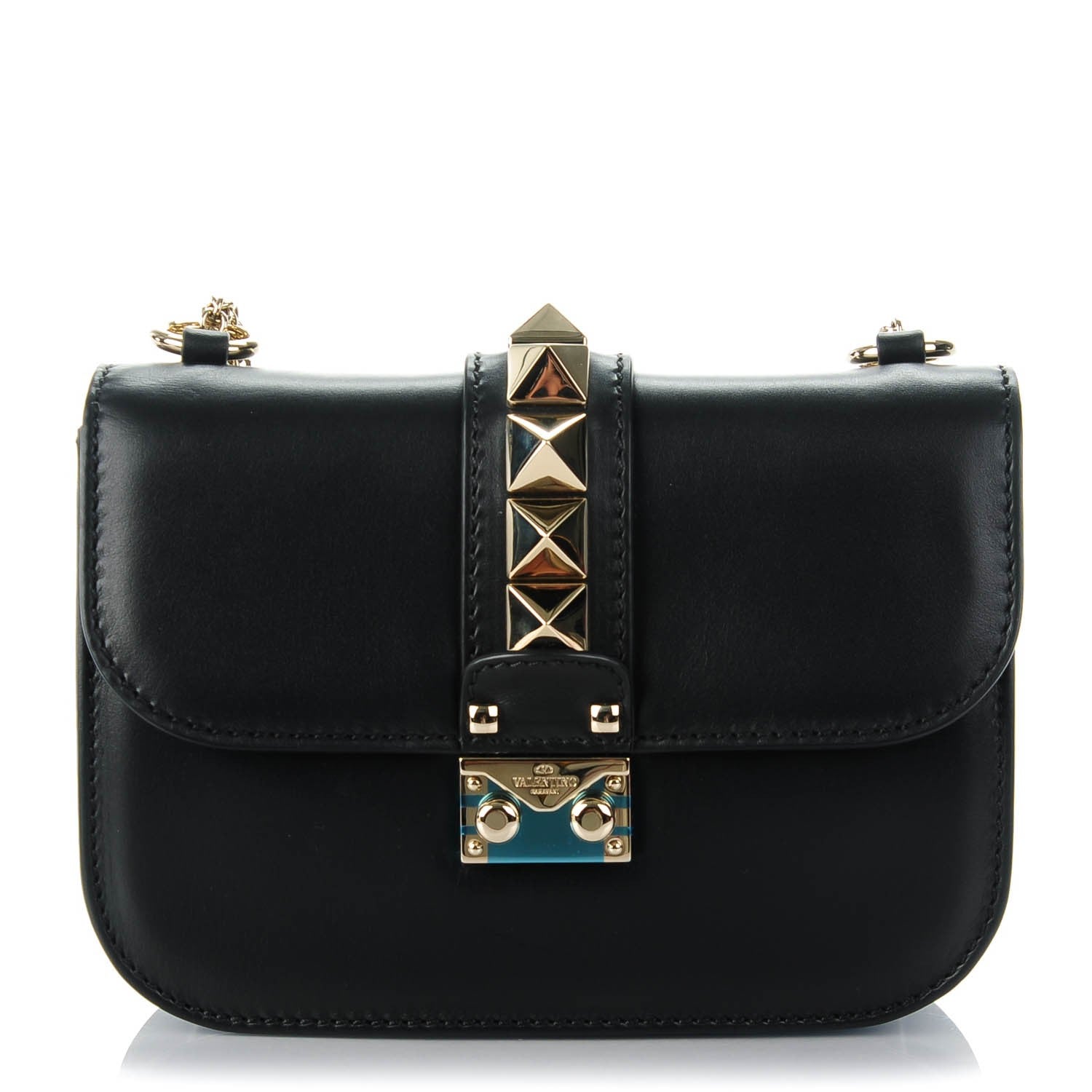 Valentino Garavani Vitello Small Glam Lock Rockstud Flap Black 1 of 7