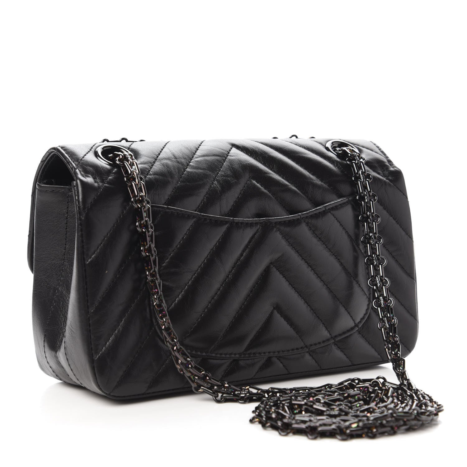 Chanel Aged Calfskin Chevron Quilted 2.55 Reissue Mini Flap So Black 3 of 11