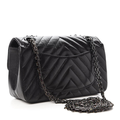 Chanel Aged Calfskin Chevron Quilted 2.55 Reissue Mini Flap So Black 3 of 11