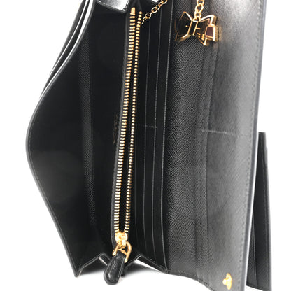 Prada Saffiano Metal Continental Flap Wallet Black 5 of 8