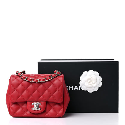 Chanel Lambskin Quilted Mini Square Flap Dark Red 10 of 10