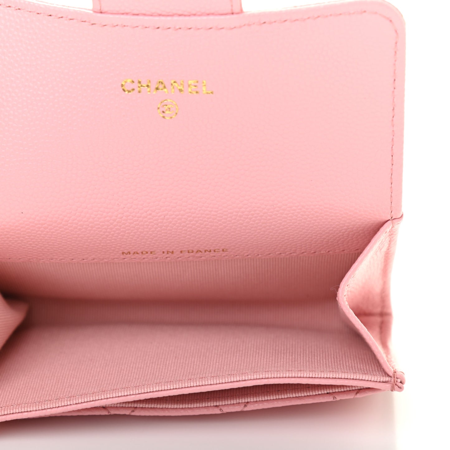 Caviar Quilted Flap Card Holder Wallet Light Pink