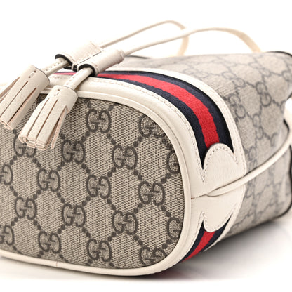 Gucci GG Supreme Monogram Textured Calfskin Web Mini Ophidia Bucket Bag Beige Ebony Mystic White 10 of 10