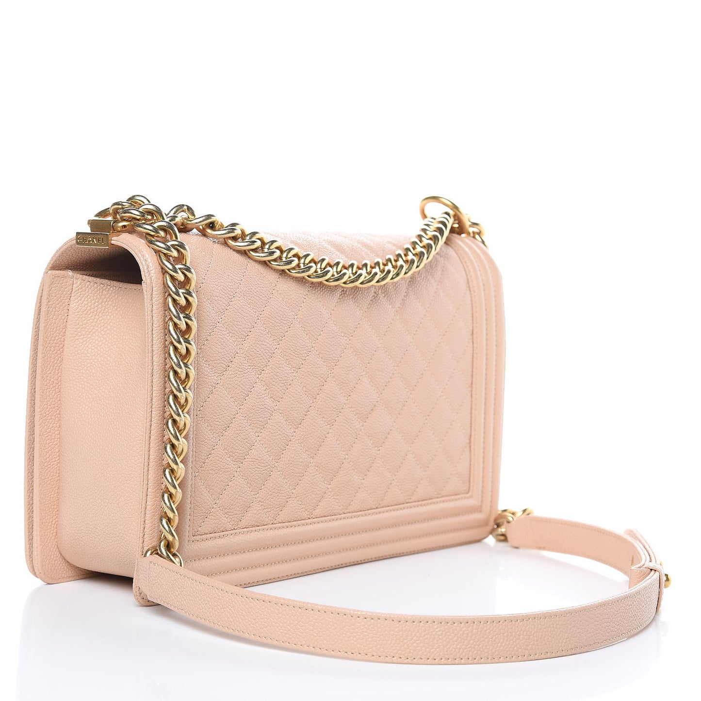 Caviar Quilted New Medium Boy Flap Light Beige