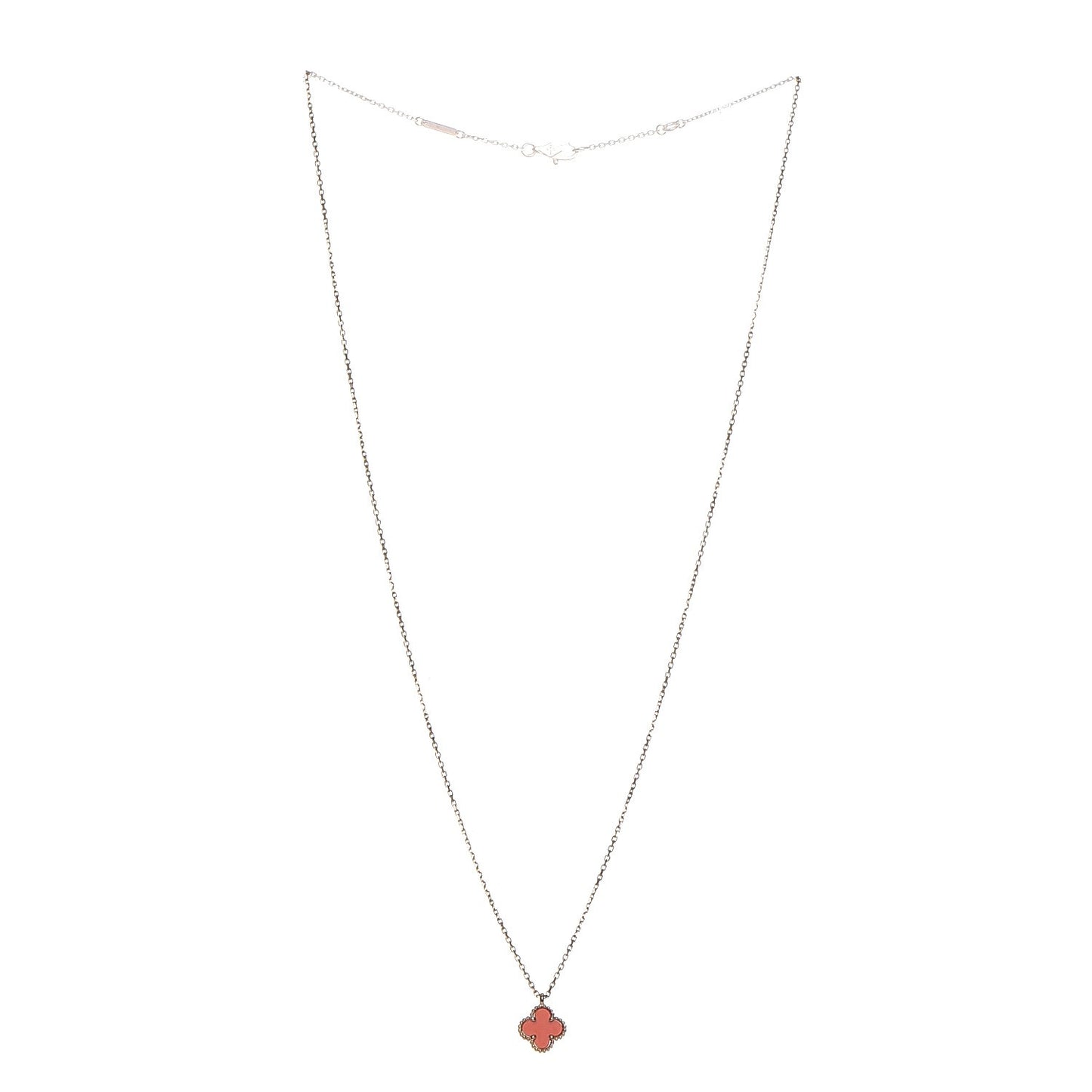 18K Rose Gold Carnelian Sweet Alhambra Pendant Necklace