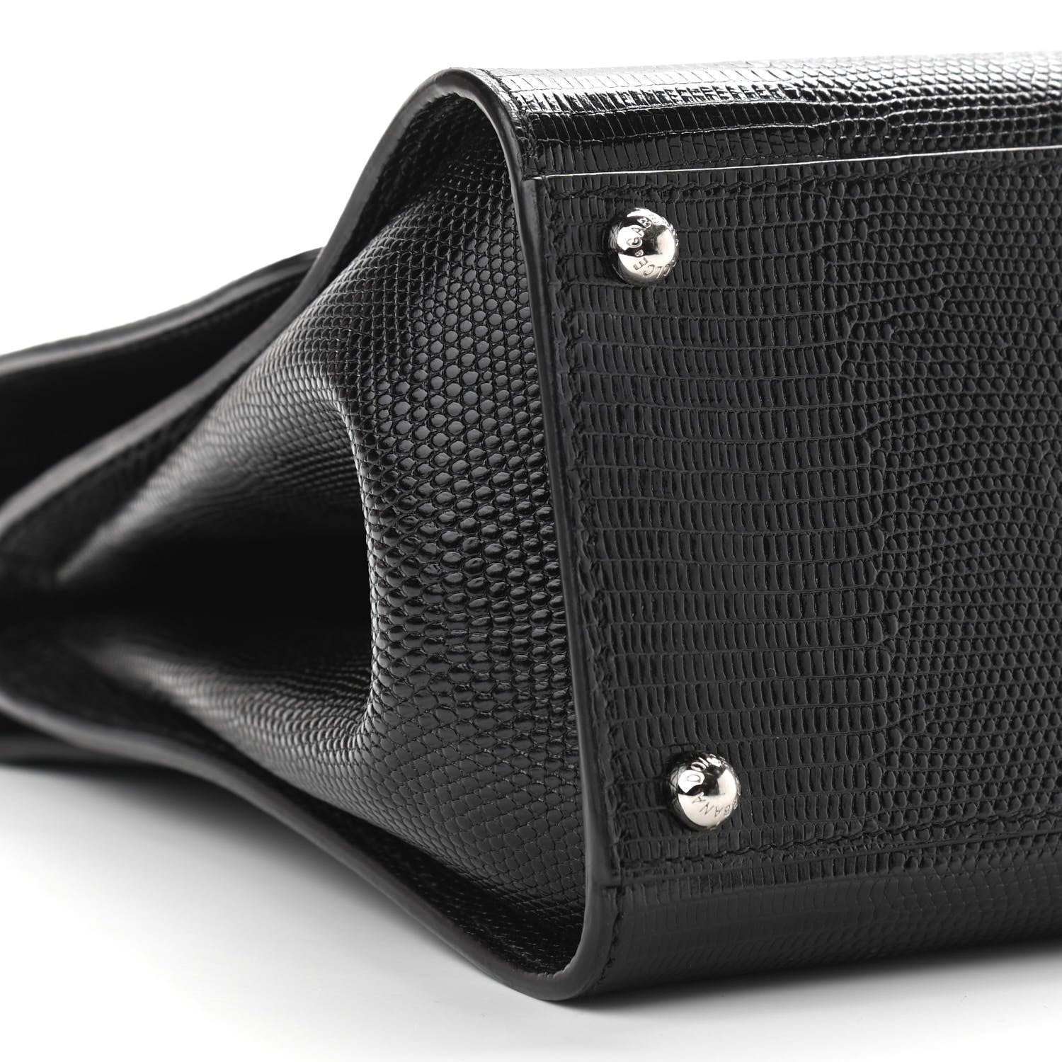 Dolce & Gabbana Lizard Calfskin Embossed Medium Monica Top Handle Bag Black 8 of 13
