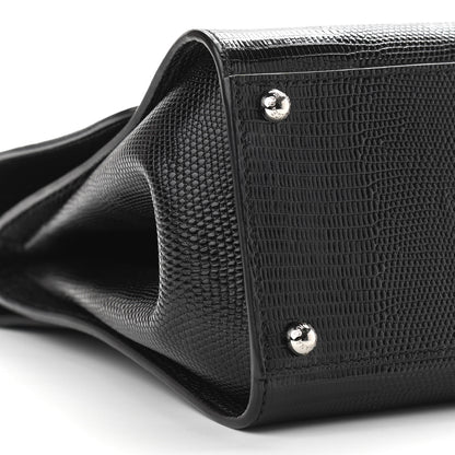 Dolce & Gabbana Lizard Calfskin Embossed Medium Monica Top Handle Bag Black 8 of 13