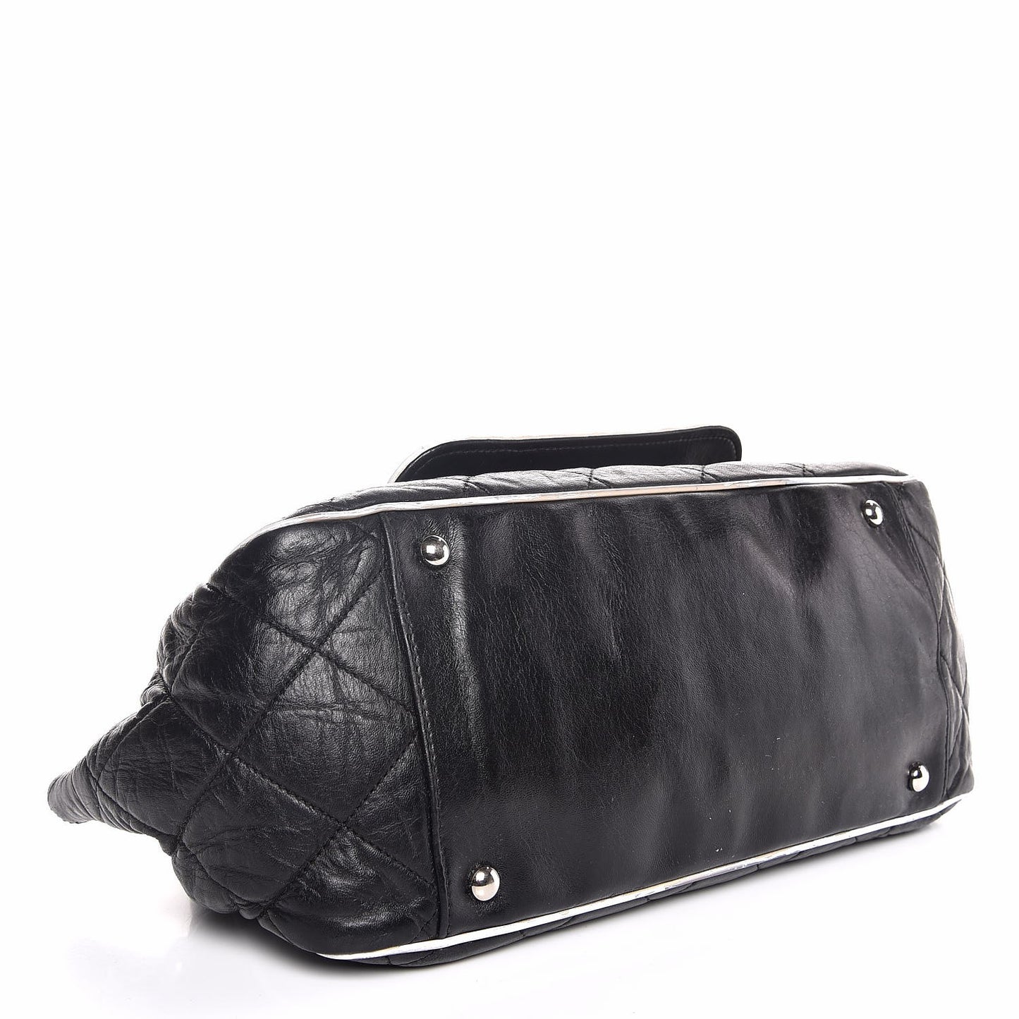 Lambskin Quilted East West Accordion Flap Black